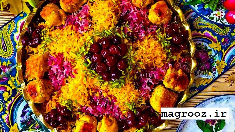 3 دستور غذای ایرانی برای افراد سخت پسند 4 آلبالوپلو رنگ و لعاب سفره پذیرایی