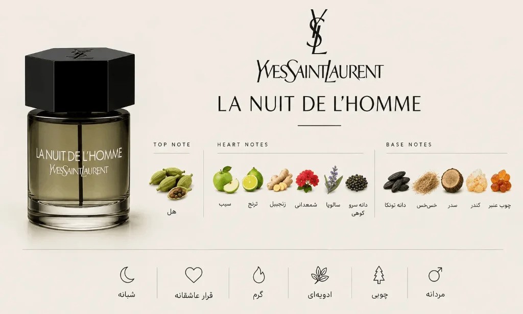 نت‌های عطر ایو سن لورن La Nuit de L’Homme مردانه 